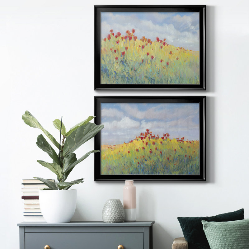 Summer Breeze Meadow I - ensemble de 2 reproductions de cadres photo, Noir, H 24,5 po x l 37 po x P 1 po