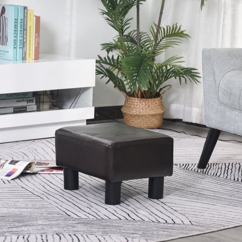 Finnick 40cm Wide Faux Leather Rectangle Solid Colour Standard Ottoman