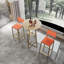 Ensemble de table et chaises de bar, ensemble de trois pièces, structure dorée, coussins de siège et de dossier en éponge, table de bar avec rangement (coussin doré, beige et orange)-905844968