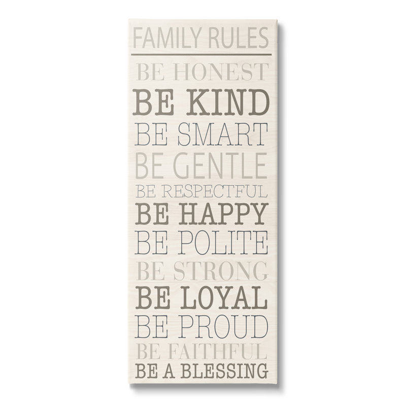 Impression sur toile Uplifting Family Rules par Sundance Group, H 30 po x l 13 po x P 1,5 po, Giclée encadrée noir minuit