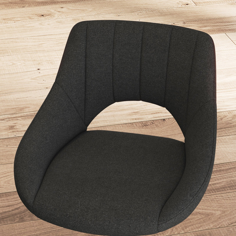 Kadaysha Swivel Upholstered Adjustable Height Counter Stool with Metal Frame, Black