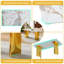 Ensemble de table de salle à manger rectangulaire de 71 po pour 6 personnes avec un plateau en faux marbre et des chaises en cuir de polyuréthane. Cet ensemble de salle à manger 7 pièces convient aux maisons, aux restaurants et aux espaces de bureau.-1138829120-1138829118