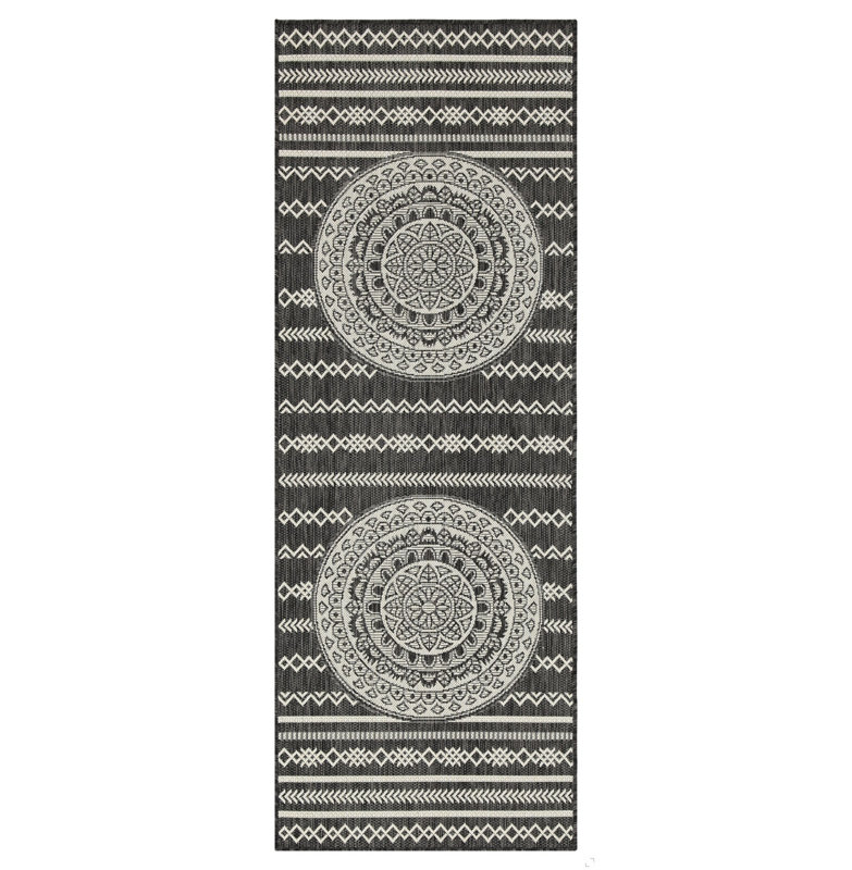 Sunshine GC_HAR2017 Anthracite 5 Ft. 3 In. X 7 Ft. 3 In. Indoor/Outdoor Area Rug, White/Black/Anthracite