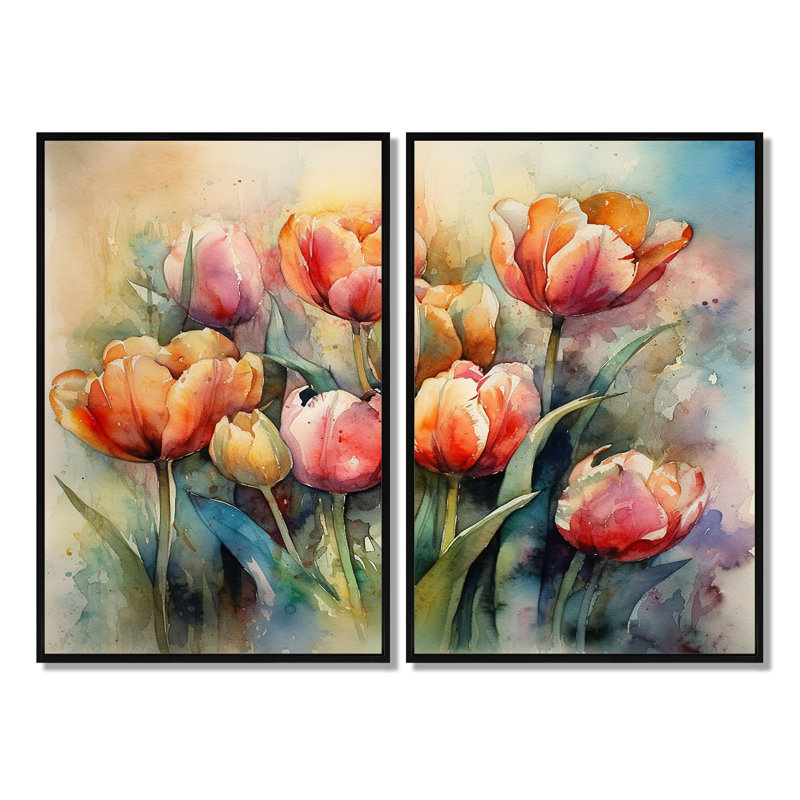 Ristau - Tulipe, grandes impressions sur toile, Black, 36" H x 48" W, Impression encadrée flottante