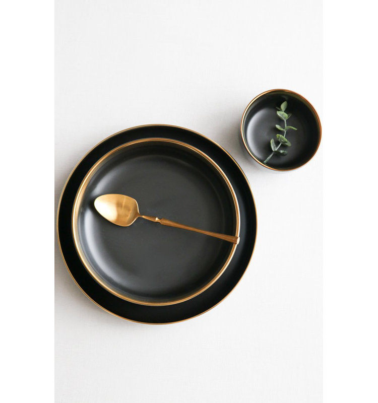Bol noir avec garniture dorée «The Luxury Collection» - grand 7,4 po