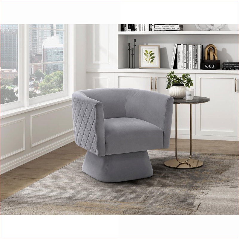 Fauteuil d'appoint pivotant Diamond Stitched, Gris