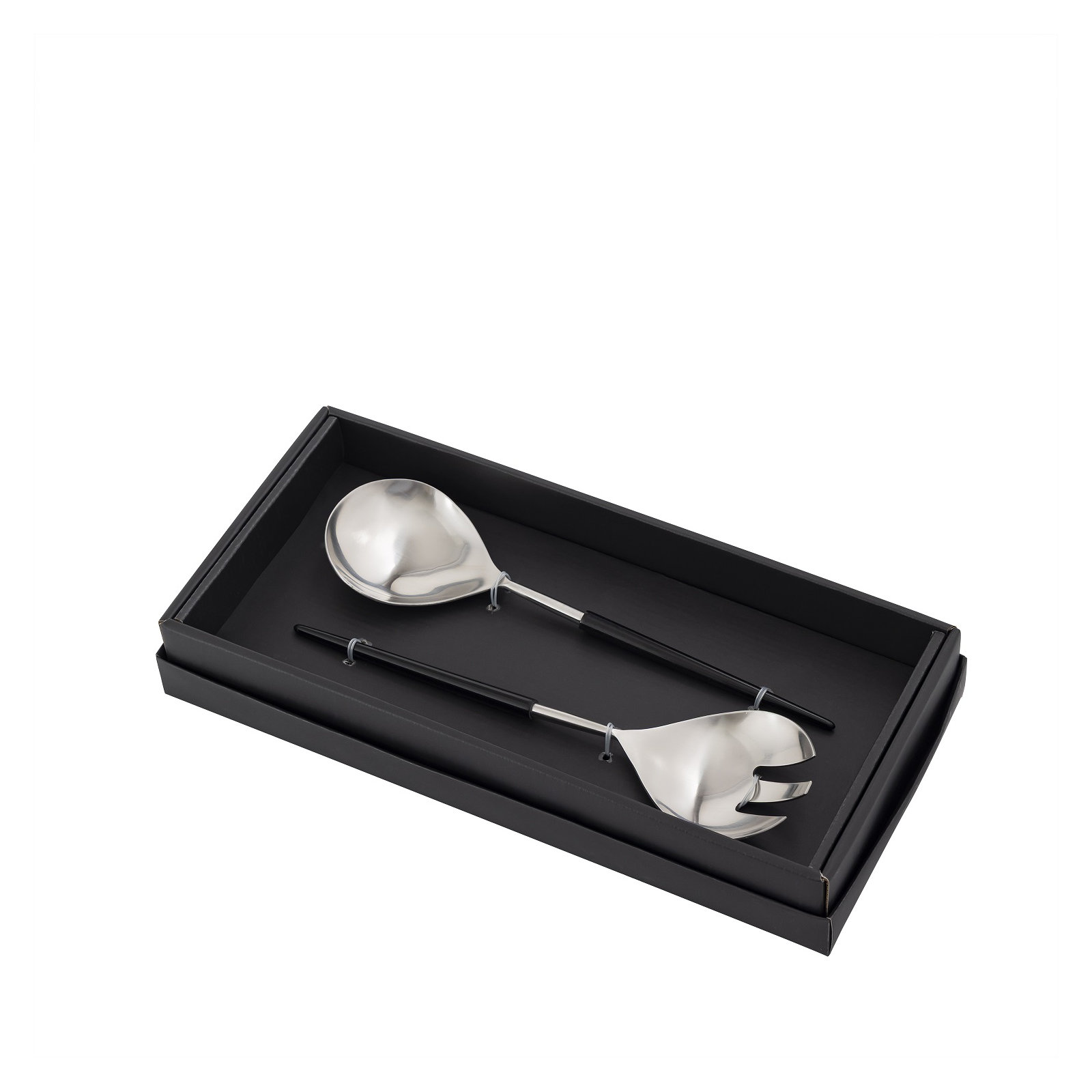 Set Of 2  Stainless Steel & Resin Handle Salad Set