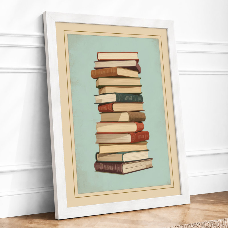 Tower Of Books Modern - Print, A1 - 84.1 x 59.4 cm, White