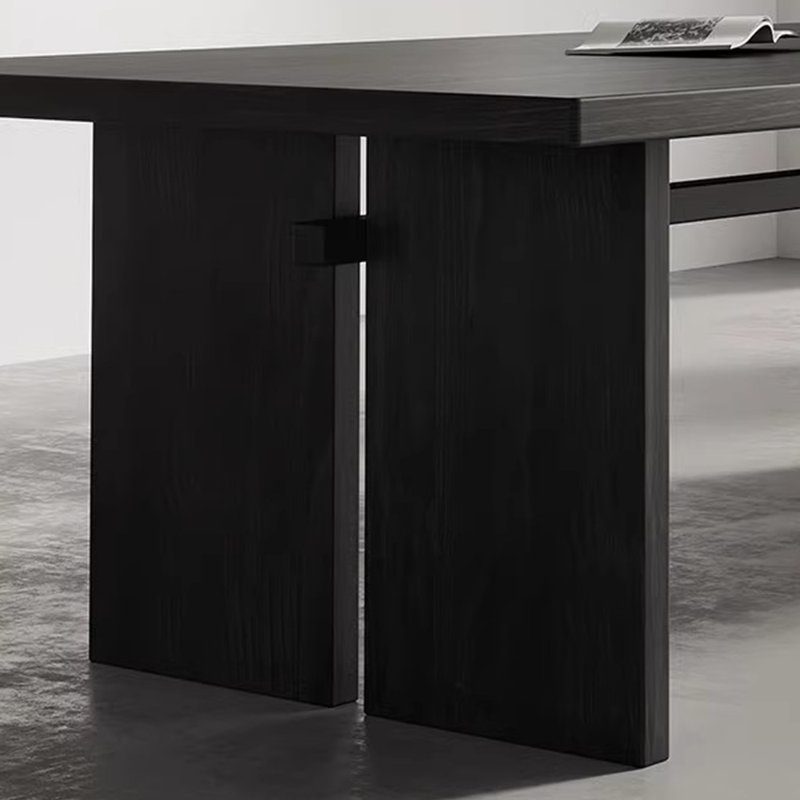 Bureau long noir minimaliste en bois massif pour le bureau, H 29,53 po x l 78,74 po x P 31,5 po