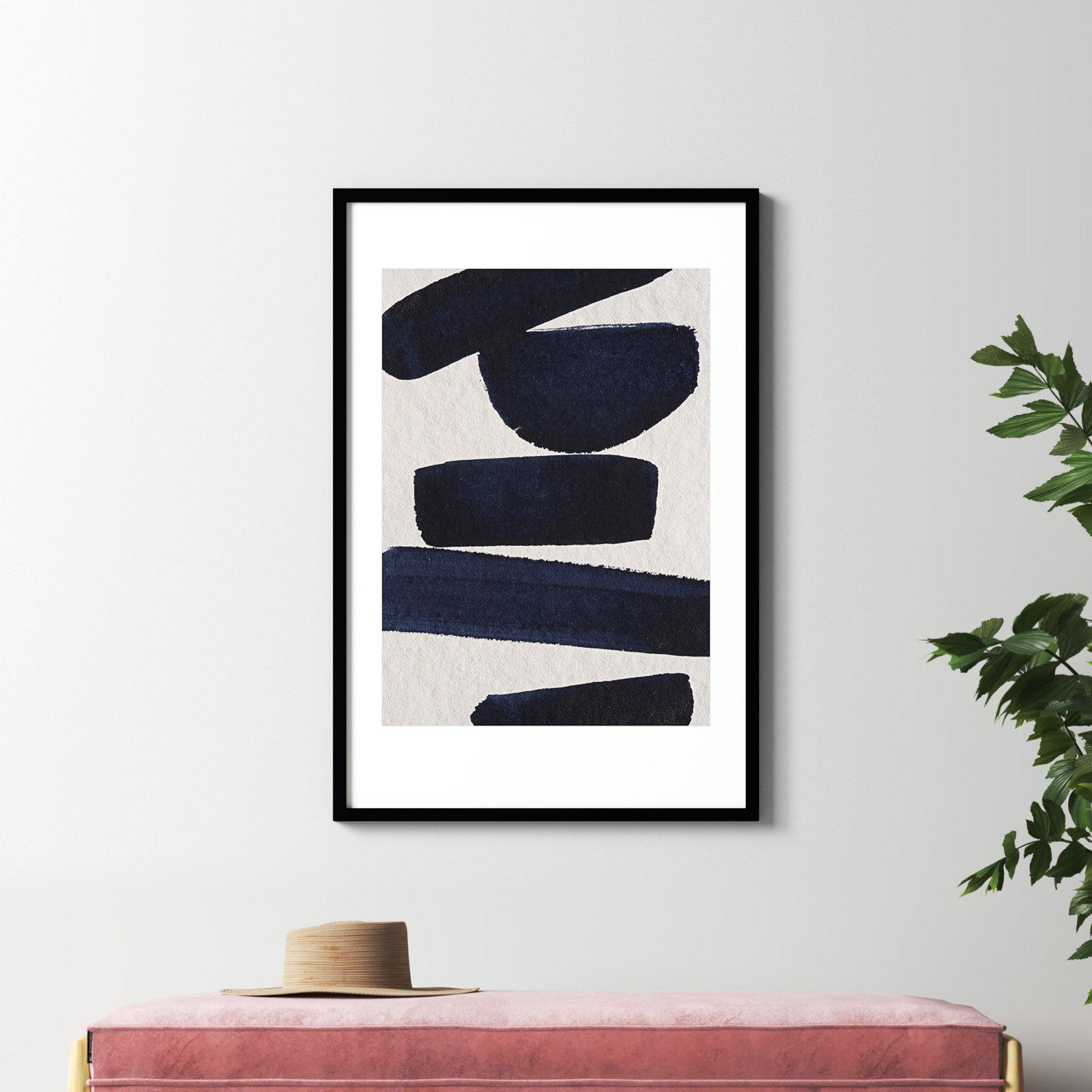Japandi 5 by Simon West, Black, 42.15" H x 28.4" W x 0.88" D