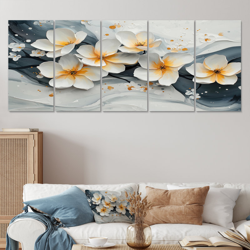 Velours fleurs de cerisier II - fleur de cerisier - art mural traditionnel, H 28 po x l 60 po, 5