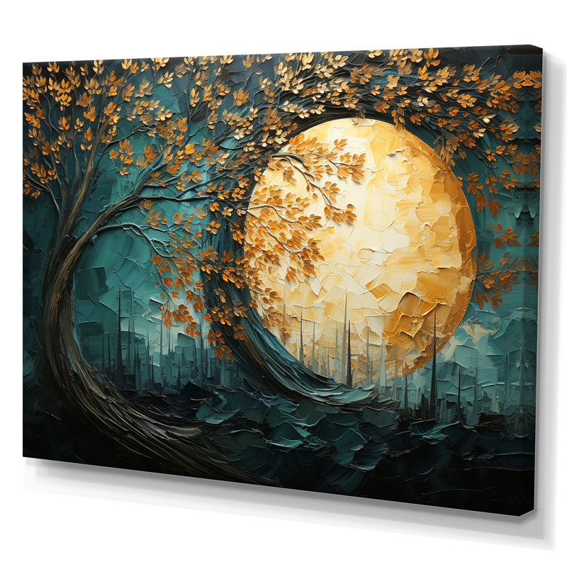 Golden Emerald Forest I - Abstract Spirals, impressions sur toile, Toile tendue, 16" H x 32" W