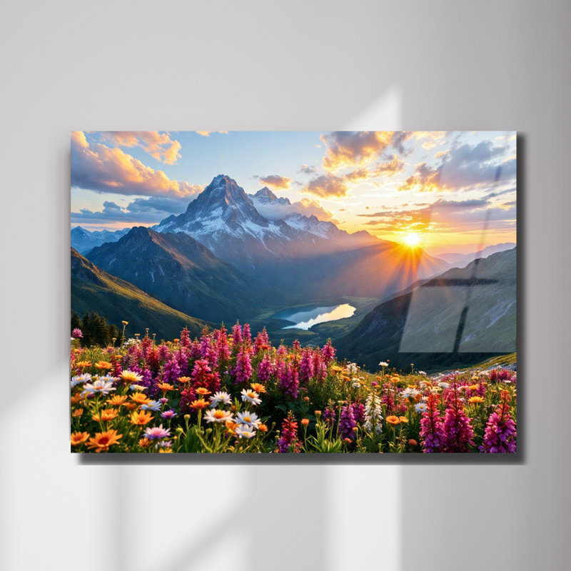 Yosemite Mountain View - Art mural en verre campagne, H 20 po x l 30 po