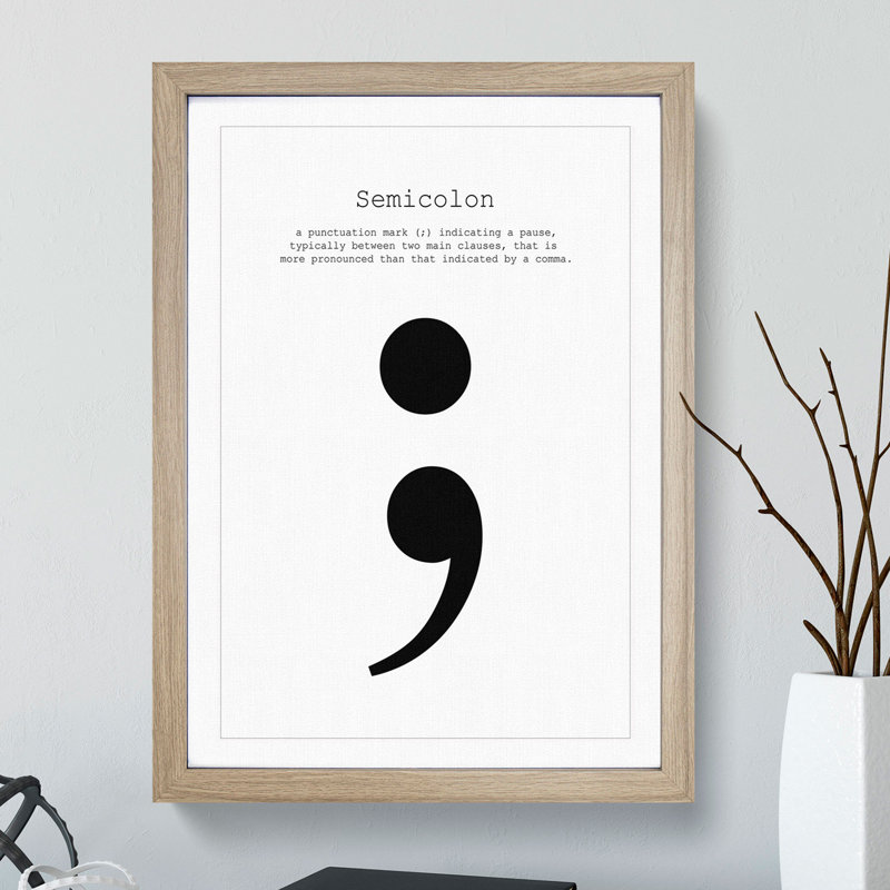 Semicolon - Picture Frame Typography, 90cm H x 65cm W x 2cm D, Oak