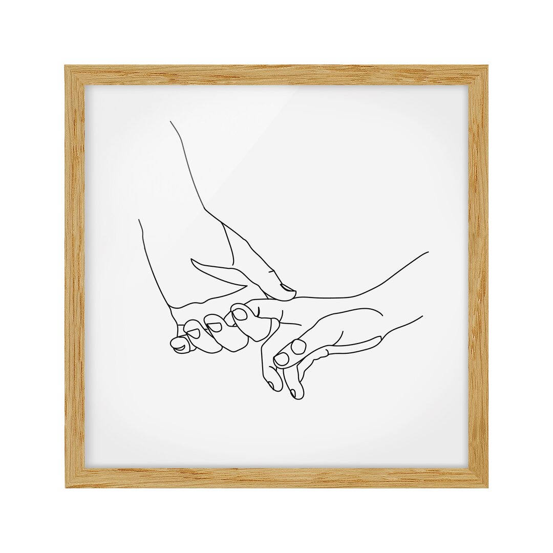 Gerahmtes Poster Tender Hands Line Art