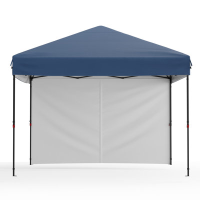 Heavy Duty Pop Up Canopy Tent 10x10 FT – Waterproof & UV-Resistant Outdoor Shelter – 1 Sidewall – Center Lock – Easy One-Person Setup – Ideal for Camping, Tailgating, Picnics, Beach, Events – Blue