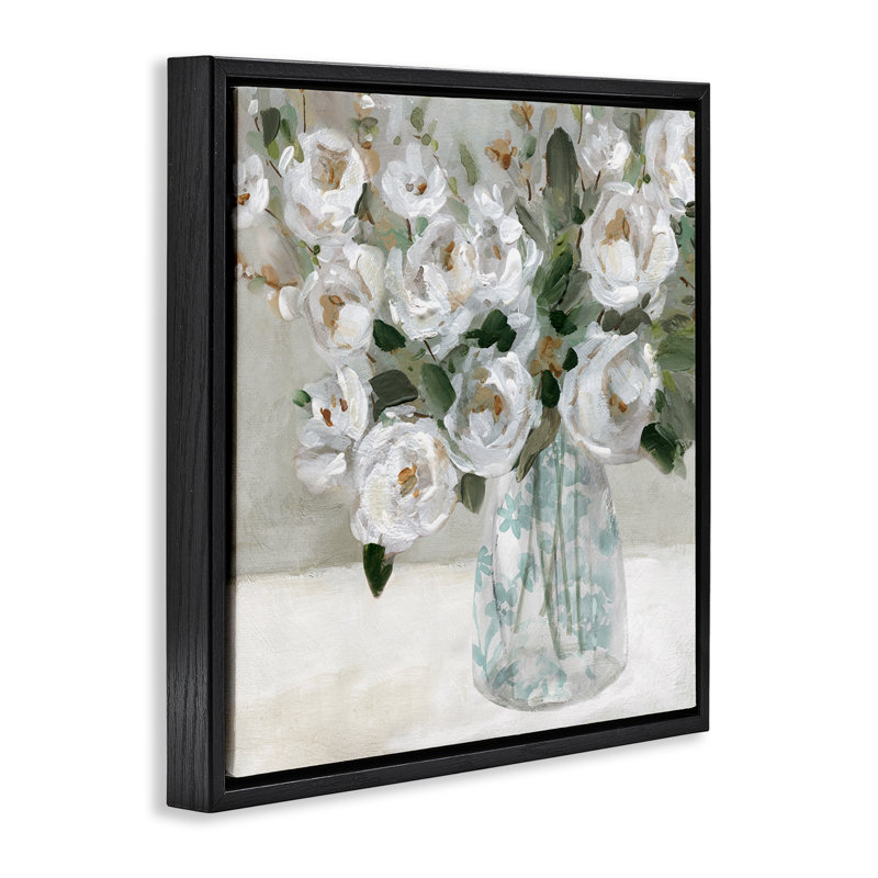 «Lovely Rose Still Life», art mural encadré sur toile flottante par Carol Robinson, Cadre flottant noir de jais