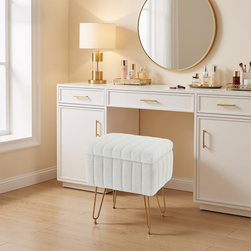 Tabouret de coiffeuse moderne en velours, Blanc