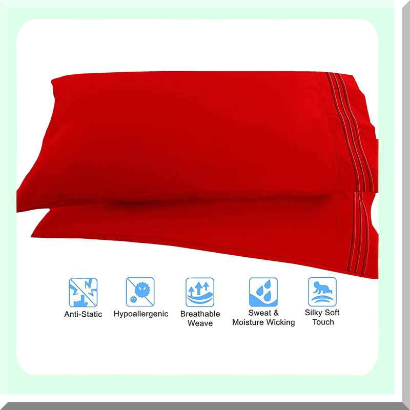 Luxury Ultra Soft 1500 Thread Count Bed Sheet Set - Wrinkle & Fade Resistant - 4-Piece Set - Twin Size - Exotic Red - Premium Quality - Luxurious Comfort