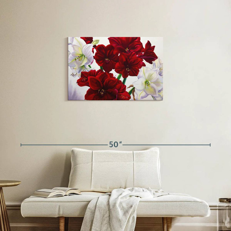 Harnek Red And White Amaryllis, 20" H x 30" W
