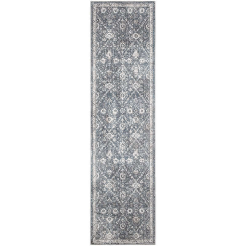 Tapis bleu foncé Nourison Astra, Tapis de couloir 2 pi 2 po x 8 pi