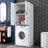 Modern Washing Machine Cabinet, White, 65 x 180 x 60 cm, 100% Melamine Coated E1 Quality Chipboard, Thickness: 0 cm, and Functional Design for Laundry Rooms