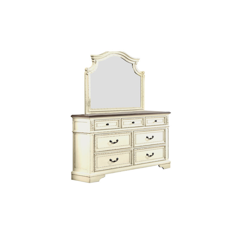 Bedroom Traditional Solid Wood Mirror In Antique Beige - Classy Option Wood, Elegant Feature