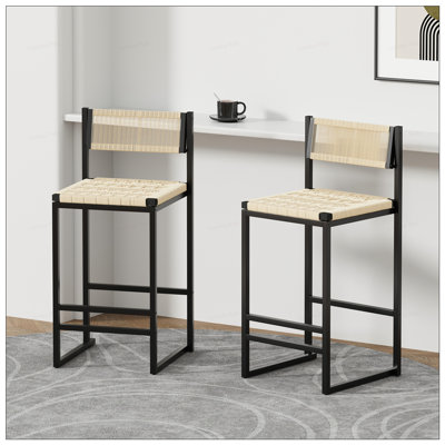 2 tabourets de bar tissés