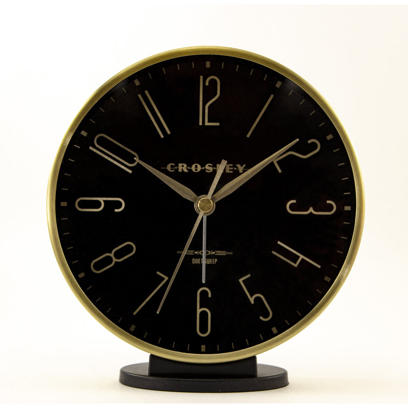 Crosley 5" Black and Gold Analog Alarm Clock