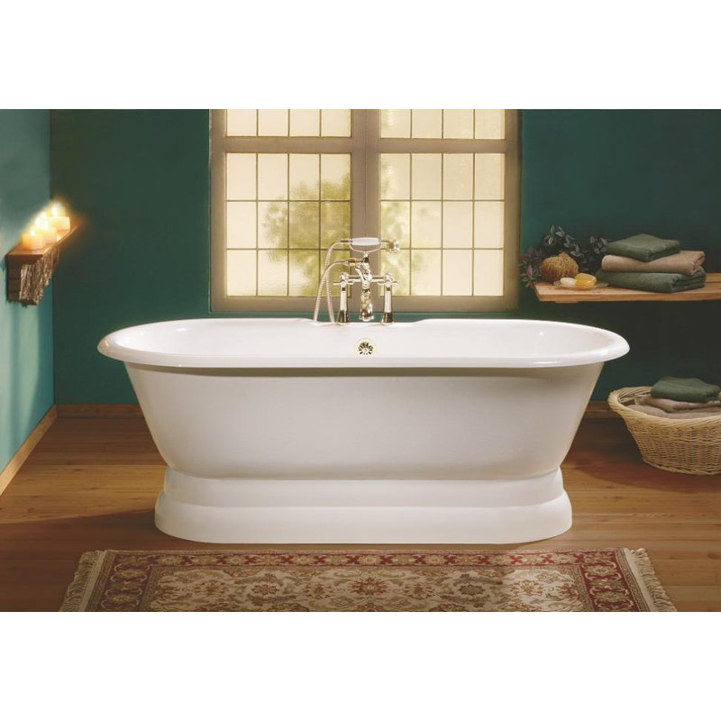 Kristin 61'' x 31'' Freestanding Soaking Cast Iron Bathtub, White Interior with Custom Exterior