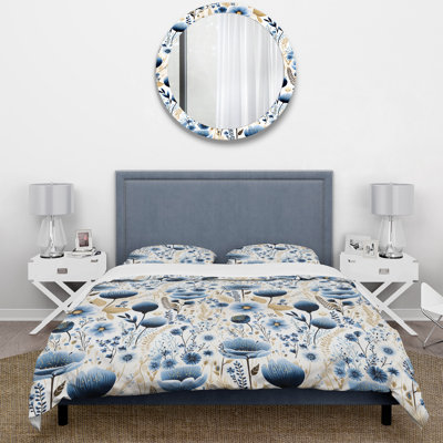 Ensemble de housse de couette Blue and White Ferns Tranquility