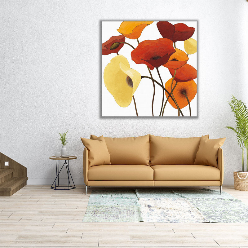 «Up One on White Yellow», reproduction d'art sur toile, H 30 po x l 30 po