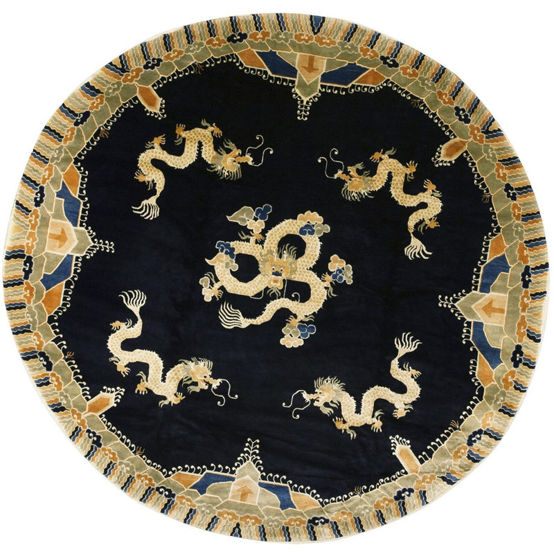 Vintage Chinese Allover Hand Knotted Pile Rug