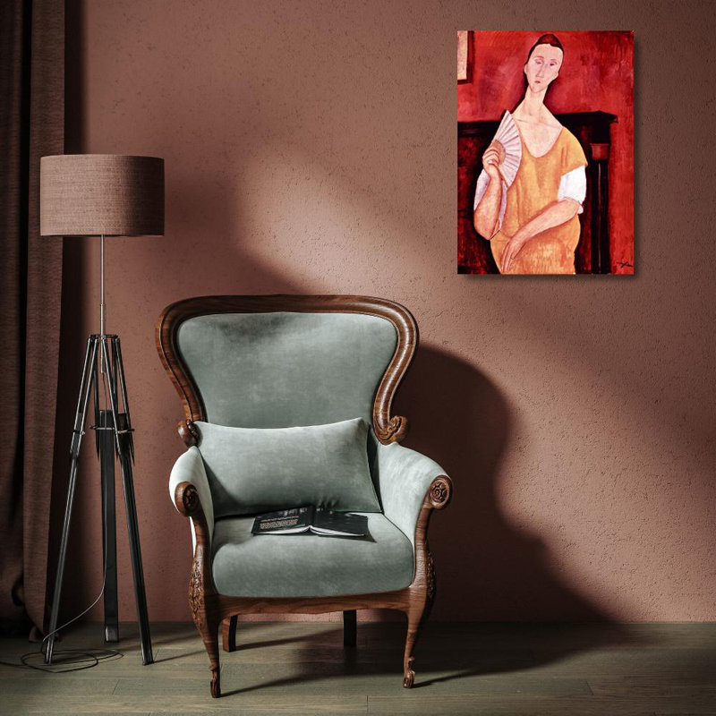 Femme avec un éventail, H 18 po x l 13 po