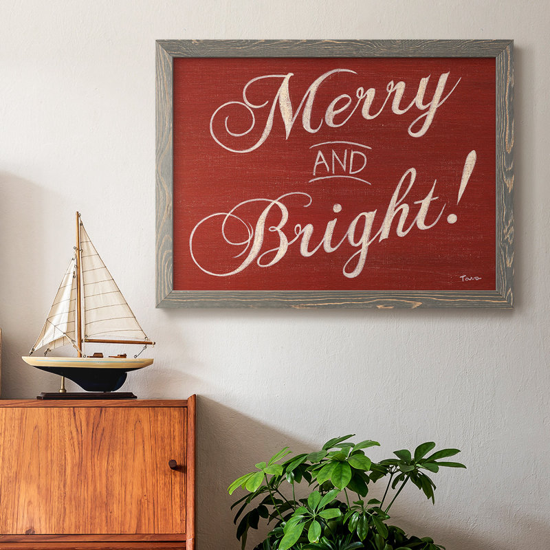 " Red Merry And Bright ", 22" H x 32" W, Gray