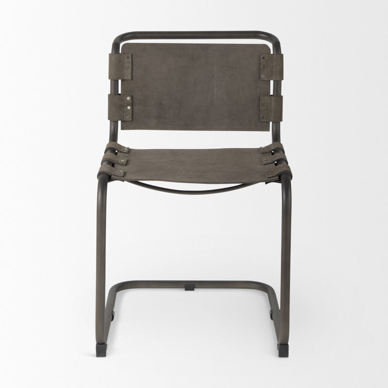 Chaise d'appoint rembourrée en cuir Otelia, Brun foncé