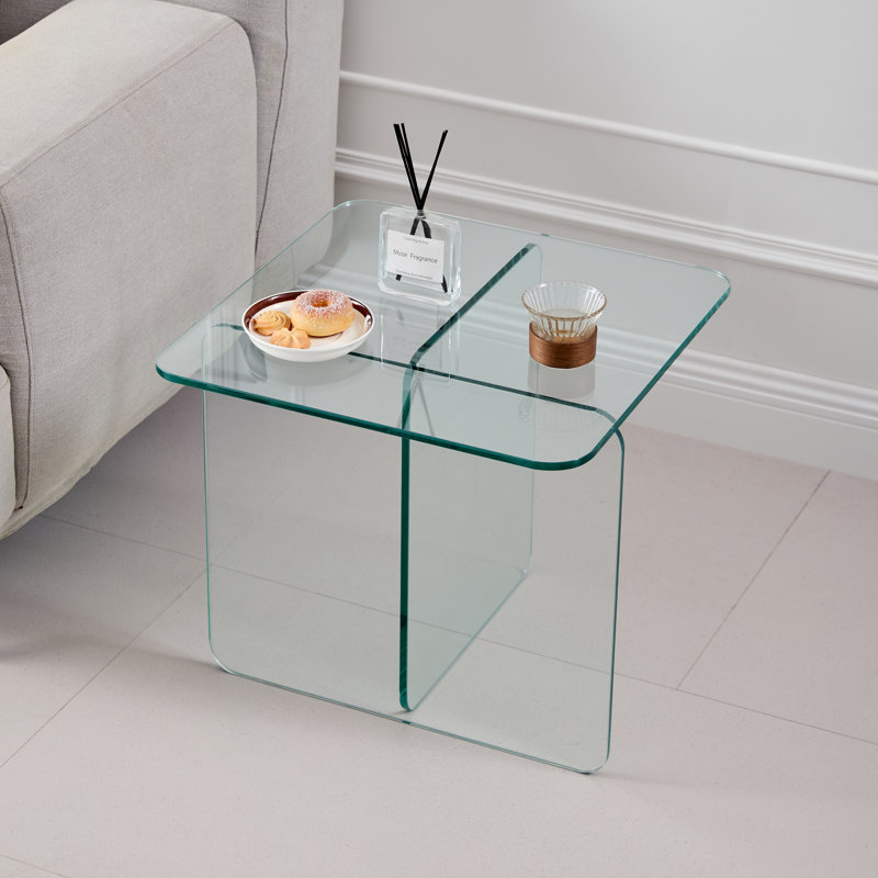 Petite table basse en verre trempé transparent