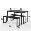 Table de salle à manger 48 pouces avec cadre en métal noir et bancs / ensemble de salle à manger 3 pièces / assemblage facile