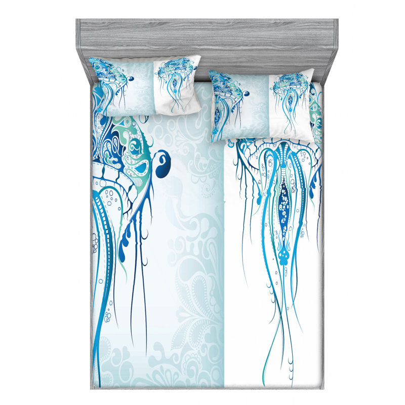 Microfiber Paisley Sheet Set, Queen Sheet Set with Fitted Sheet