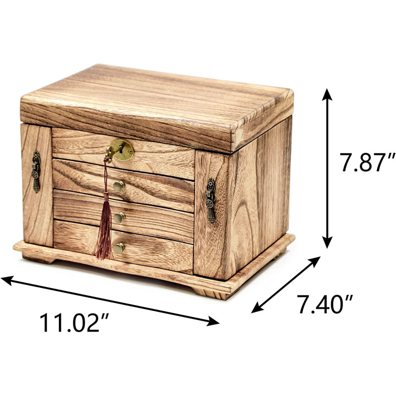 Wood Jewelry Box + Mirror