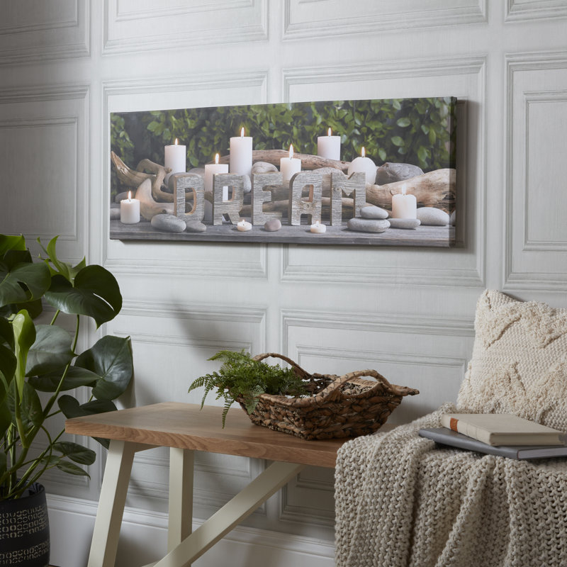 Art for the Home Typography Dream LED Printed Canvas