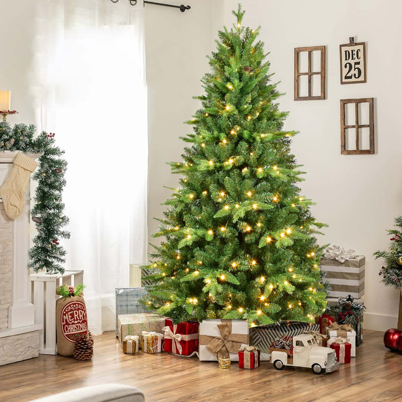 Arbre de Noël artificiel 5/6 pi 7 pi avec lumières en PE et PVC, arbre de Noël unique, 5'