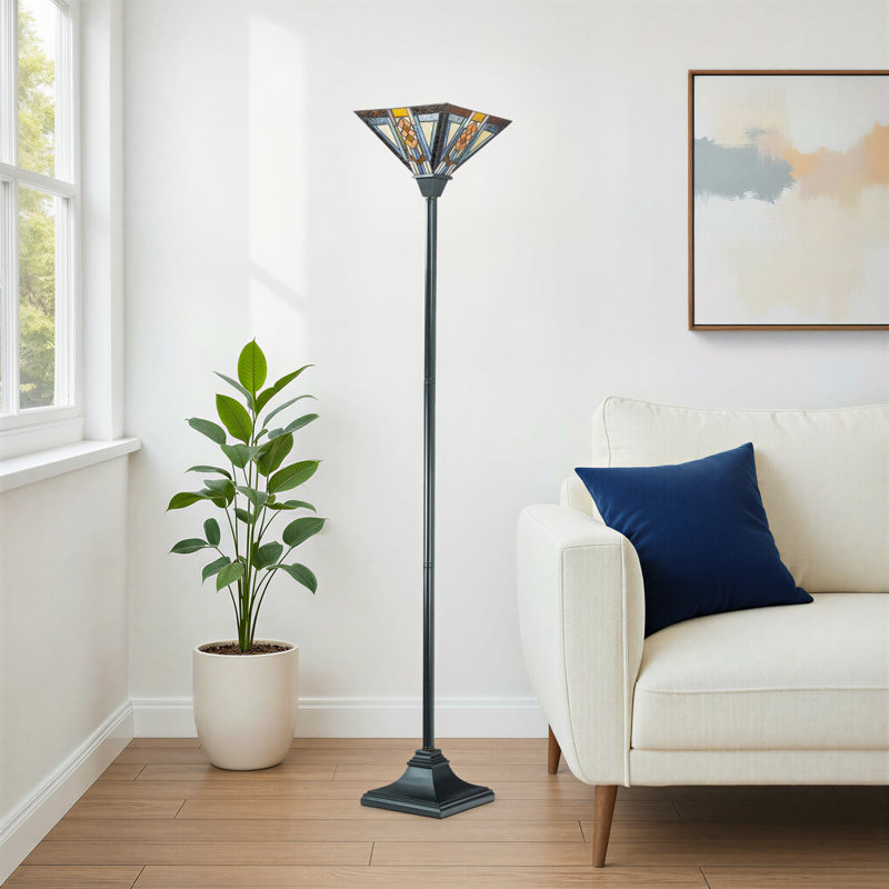 Lampe torchère sur pied en verre coloré 71 po Allionna