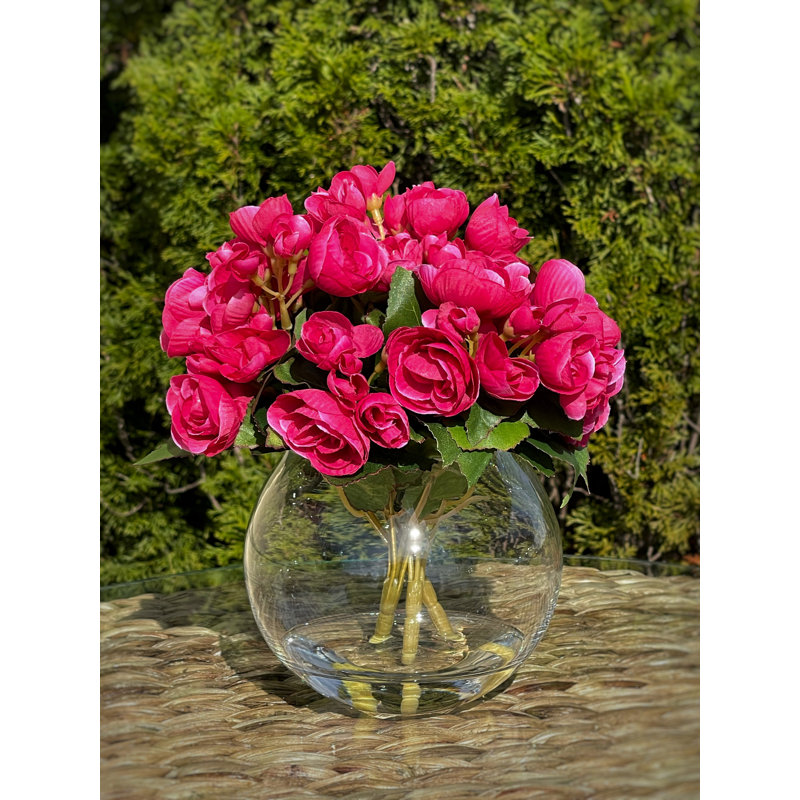 Begonia Floral Arrangement in Vase, Fuchsia