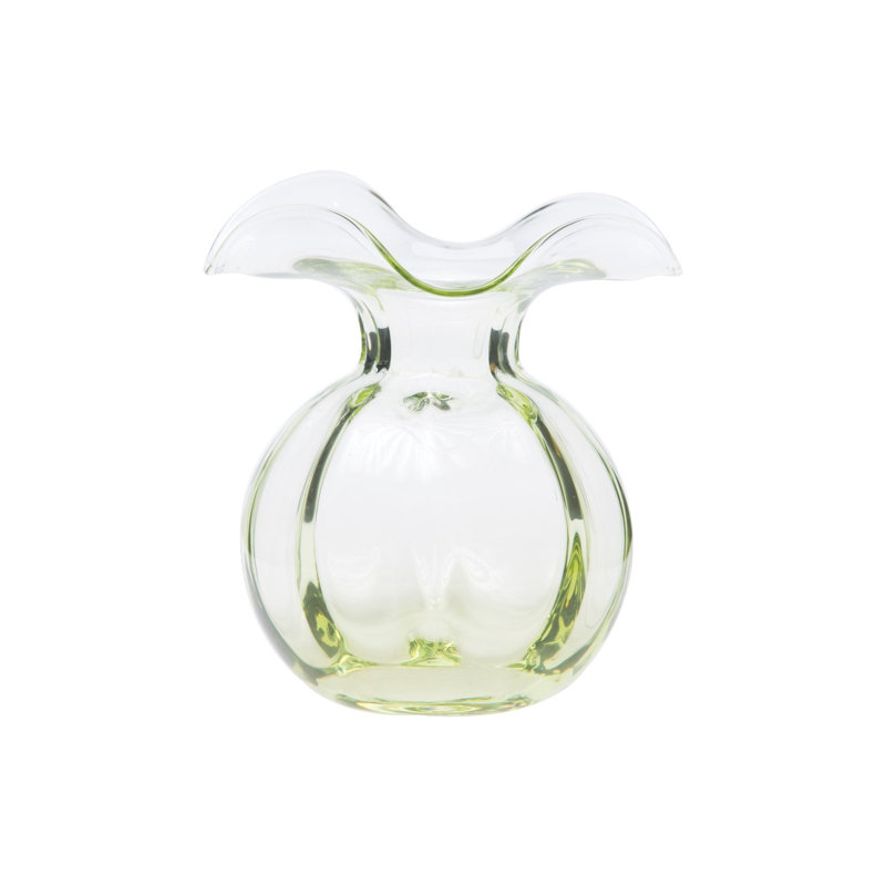 Vase de table en verre Hibiscus, Hauteur totale - 10 po, Vert