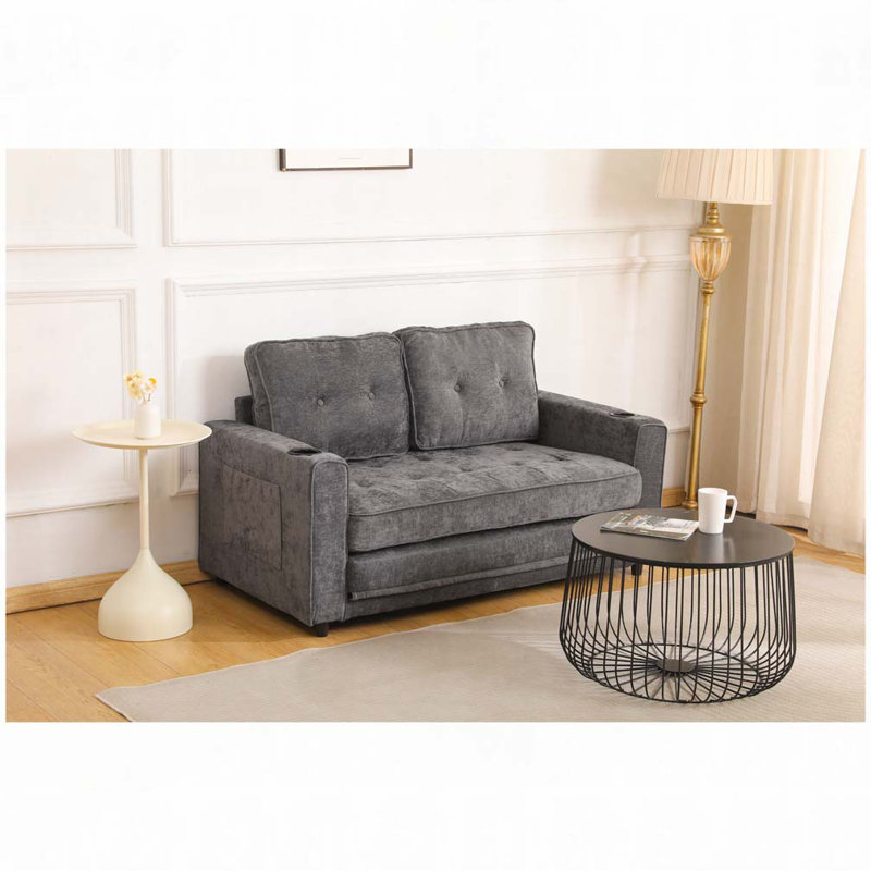 Canapé-lit convertible en futon, Gris foncé