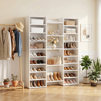 Armoire de rangement pour chaussures 46 paires, étagère à chaussures haute avec tablettes ouvertes