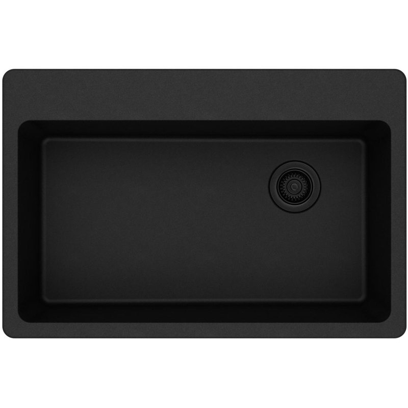 Quartz Classic 33" x 22" x 9-1/2" Drop-In Kitchen Sink, Black