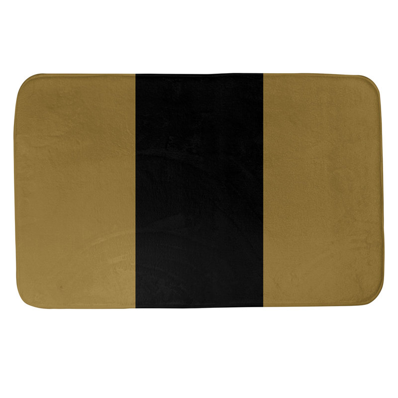 Memory Foam Non-Slip Bath Rug, 17" W x 24" L, Gold/Black Middle, Oklahoma 