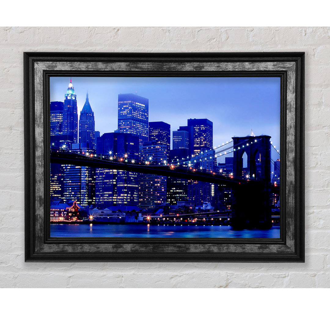 Brooklyn Bridge Blue Hue - Einzelner Bilderrahmen Kunstdrucke